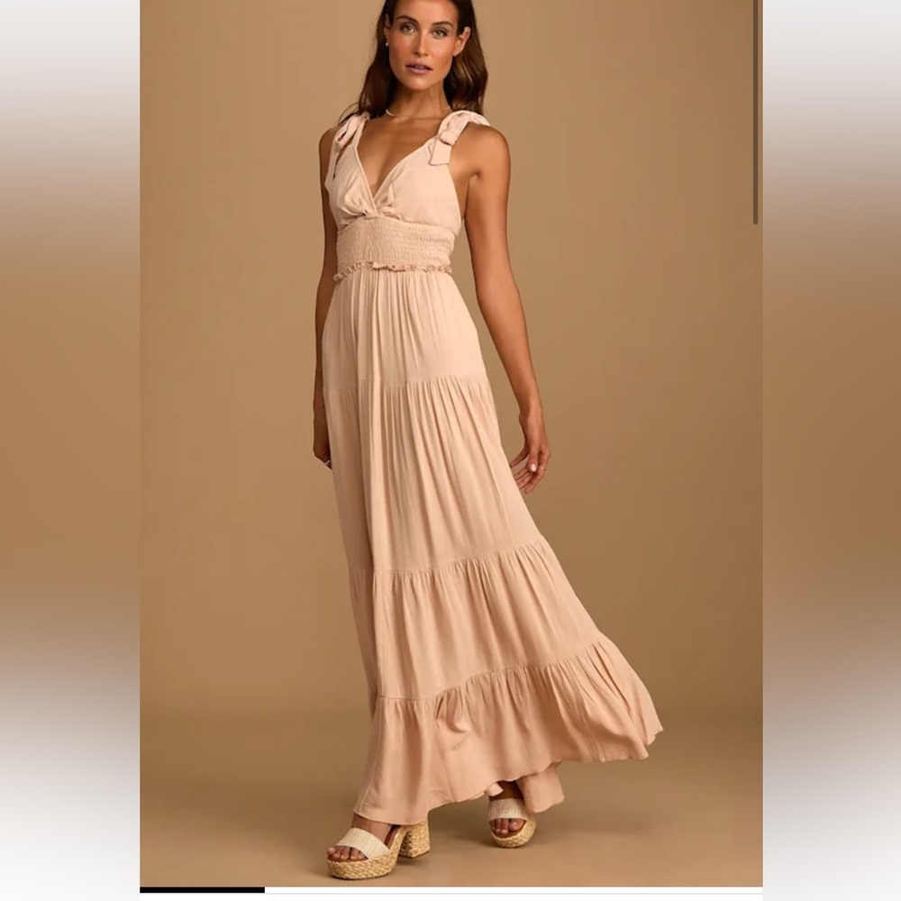 Lulu's Cream Maxi Dress